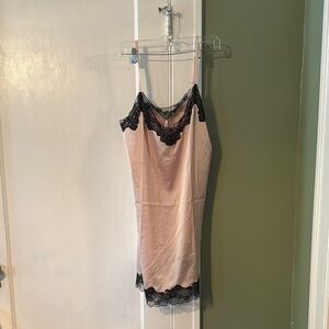 Soma Satin Lace Trim Chemise Pink/ Sepia Rose XL NWT